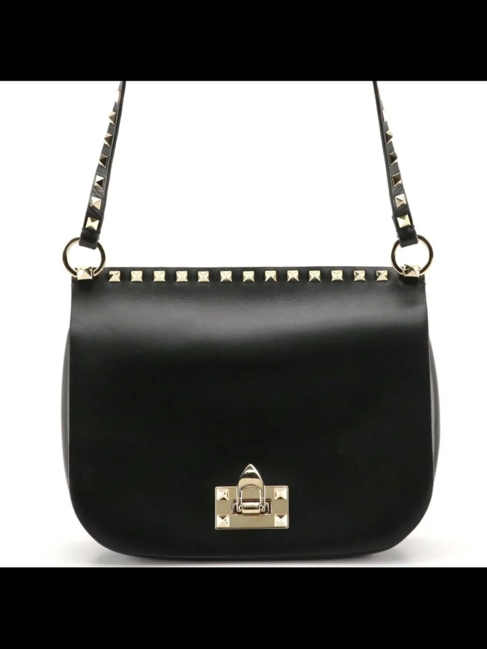 Vintage Valentino Garavani Rockstud Black Leather Saddlebag - Picture 8 of 14